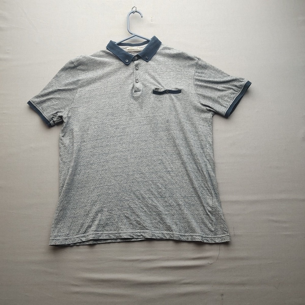 Denim & Flower Ricky Singh Men's Blue Polo Pocket Short Sleeve Size Medium